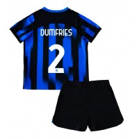 Camisa de Futebol Inter Milan Denzel Dumfries #2 Equipamento Principal Infantil 2023-24 Manga Curta (+ Calças curtas)
